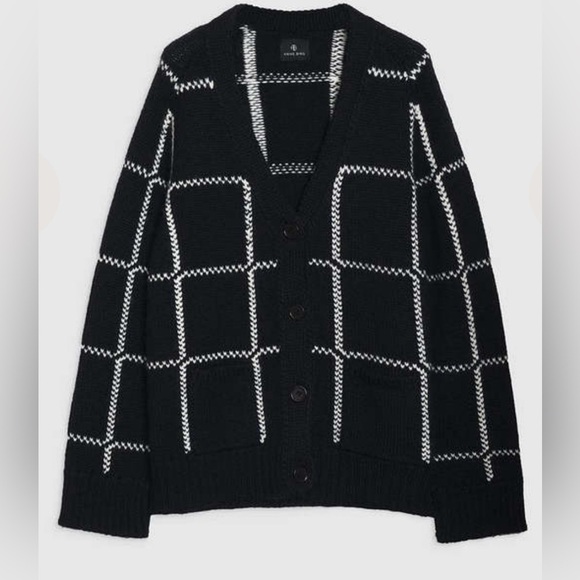 Anine Bing Kurt cardigan in black and white plaid - Picture 3 of 9